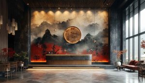 Zen Interior Wallpaper: Mountain, Artistic, Abstract, Modern, Aesthetic, 4K