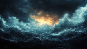 Dramatic Ocean Wave Wallpaper, Sea Storm Wallpaper, Dark Sea Background