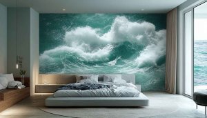 Ocean Wave Wallpaper Mural for Bedroom Decor 4k Ultra HD