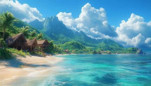 Tropical Beach Wallpaper, Island Paradise 4K, Ocean View Wallpaper