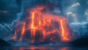 Volcano Wallpaper: Eruption Landscape, Lava Flow Scenery, 4K Background