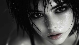 Dramatic Woman Portrait Wallpaper, Black and White Aesthetic HD