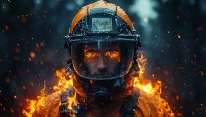 Firefighter Wallpaper: Heroic Portrait, 4k Wallpaper, Desktop Background
