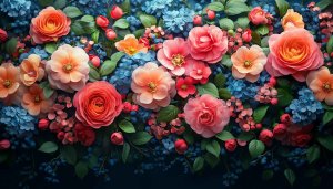 Floral wallpaper: Rose, Hydrangea, and Buds, nature wallpaper 4k