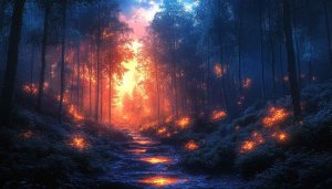 Enchanted Forest Wallpaper: Fantasy Landscape, Mystical Trees, Glowing Light