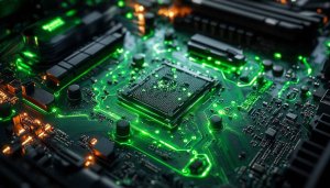 Green Circuit Board Wallpaper: High-Tech, 4K, Desktop Background