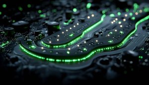 Circuit Board Wallpaper: High-Tech Green Glow Tech Background