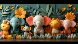 Cute Cartoon Animal Wallpaper: Elephant and Lion 4k Wallpaper