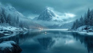 Winter Mountain Lake Wallpaper for Desktop & Mobile, 4k UHD