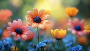 Colorful Flowers Wallpaper for Desktop, Laptop Backgrounds, Flower Scenery