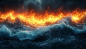 Fire and Water Wallpaper, Sea Scape Wallpaper, Ocean Wallpaper 4K