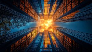 Skyscraper Wallpaper: Cityscape Architecture with Sky View in 4K