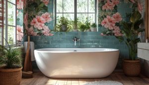 Floral Bathroom Wallpaper: Aesthetic Interior Design, Modern Floral Wallpapers