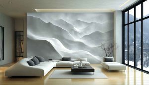 Minimalist Living Room Wallpaper, Modern Interior Design Scenery, Home Decor