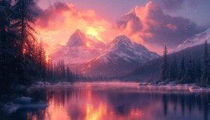 Mountain Lake Sunset Wallpaper, 4k Landscape Wallpaper For Desktop