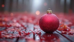 Red Christmas Ball Wallpaper, Festive Holiday Season Desktop Background