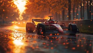 Ferrari F1 Race Car Wallpaper - High Speed Trackside View