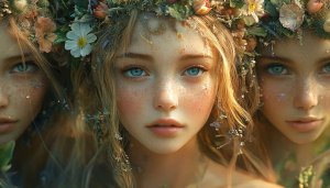 Flower Fairy Girl Wallpaper, Fantasy Portrait Art High Resolution