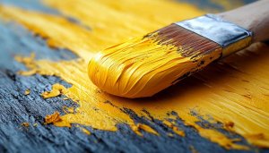 Yellow Paint Brush Wallpaper, Artistic Desktop Background, 4k Resolution