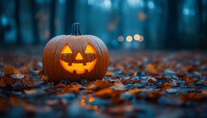 Glowing Pumpkin Wallpaper: Halloween Background for Desktop and Mobile