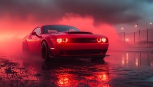 Red Car Wallpaper: Dodge Challenger Hellcat 4K, Desktop, Laptop