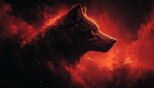 Fiery Wolf Wallpaper: Red Smoke, High Resolution, Animal Themes