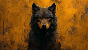 Wolf Wallpaper: Fierce Animal, Dark Fur, Orange Eyes, 4k Wallpaper