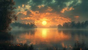 Scenic Sunset Lake Wallpaper, Nature Wallpaper, Landscape Wallpaper 4k