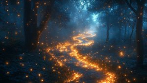 Enchanted Forest Wallpaper with Glowing Lights for Desktop Background