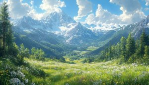 Majestic Mountain Valley Landscape Wallpaper for Desktop and Mobile