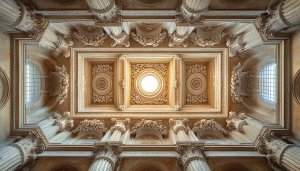 Architecture Wallpaper: Ornate Ceiling with Columns - 4K Wallpaper