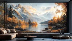 Autumn Lake Mountain Wallpaper, Nature Scenery Wallpaper, 4k Wallpaper