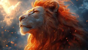 Lion Wallpaper: Majestic Animal, Fire, Portrait, 4K Wallpaper