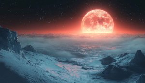 Blood Moon Wallpaper, Fantasy Landscape, Sci-Fi Scenery, Space Wallpaper