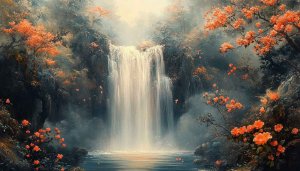 Waterfall Wallpaper, Nature Scenery, Landscape Wallpaper, Aesthetic Wallpaper, 4k