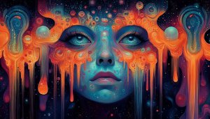 Abstract Face Art Wallpaper, Surreal Portrait Aesthetic Background for Desktop