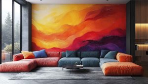 Abstract Art Wallpaper: Colorful Mural for Living Room, Home Decor