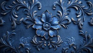 Floral Wallpaper: Blue Flowers, Ornamental Pattern, Artistic Desktop Background