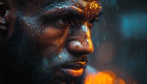 Powerful Man Under Rain Wallpaper, Dark Aesthetic, 4K Wallpaper