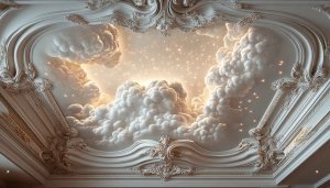 Cloud Sky Aesthetic Wallpaper, Ceiling Art Wallpaper, Starry Sky Wallpaper