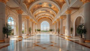 Luxury Interior Wallpaper, Palace Hallway, Classic Architecture, Building View