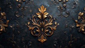 Elegant Gold Floral Ornament on Dark Background - 4k Wallpaper