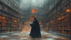 Dark Academia Wallpaper: Magical Library, Gothic Aesthetic, Fantasy Book
