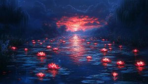 Lotus Flower Water Scenery Wallpaper, Nature Background, Desktop Wallpaper