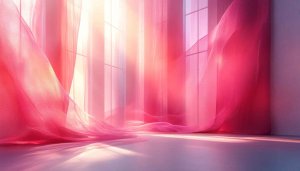 Pink Aesthetic Wallpaper: Sheer Curtains, Light and Shadow, 4K