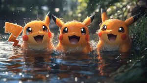 Pokemon Wallpaper: Pikachu in Water - 4K, Desktop, Mobile