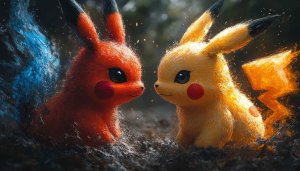 Pokemon Wallpaper: Pikachu and Charmander Duo, Anime Gaming Art