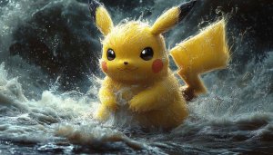 Pokemon Pikachu Wallpaper: Cute Anime Character in Water Adventure