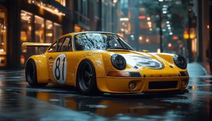 Yellow Porsche car wallpaper for desktop & laptop background 4k