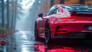 Red Porsche Car Wallpaper, Vehicle Wallpaper, Automobile, 4K Wallpaper